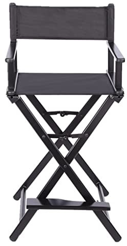 Professioneller Make-up-Künstler, Regiestuhl, leichter Aluminium-Klappstuhl für Make-up-Künstler, tragbar und faltbar, Schwarz