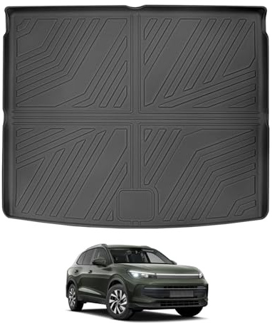 YEE PIN Kofferraummatte Kompatibel mit VW Tiguan III MK3 2024-2026 Gummi Kofferraumwanne TPE Kofferraumshutz Gummimatte Hoher Rand Organizer Rutschfester, für Oberer Ladeboden