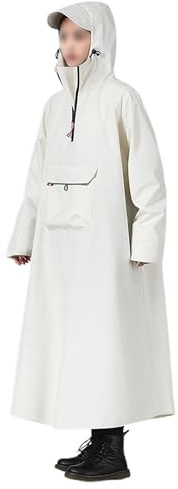 YAMNYSS Motorcycle Rainsuit, Men Women Waterproof Long Rain Coat with Hooded Lightweight Rain Poncho for Working, Fishing,White,L