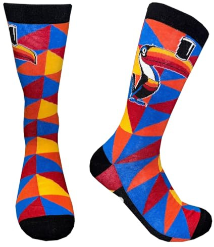Traditional Craft Guinness - Multicoloured Geometric Print Socks with Toucan - G9404