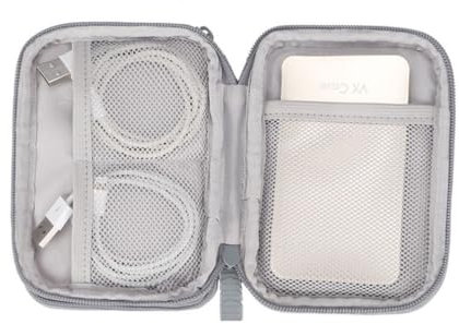 CIYODO Data Cable Organizer Storage Bag for Earphones Compact Polyester Pouch for Business Trips and Home Use Grey