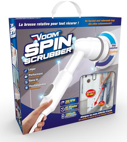 VOOM SPIN SCRUBBER – MYBOT TV | Brosse de Nettoyage Électrique Sans Fil | Brosse Rotative Rechargeable | Nettoyage Salle de Bain, Cuisine, Baignoire, WC, Joints