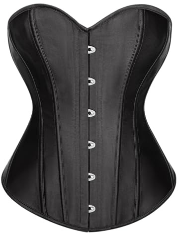 LEACOOLKEY Korsett för kvinnor, topp, bustier, helbröst, gotisk korsett kroppsformare, midjeband, Cincher XS-XXL