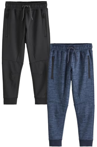 NEXT Äldre pojkar Slim fit-joggingbyxor med ficka med dragkedja Black/Navy 164