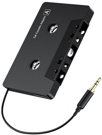 Kitgody Kassettenadapter für Autoradio, Auto-Audio-Kassette auf AUX-Adapter, 3,5-mm-AUX-Kabeladapter für Auto, Kompatibel mit Smartphone, MP3-Player, iPad | Hochwertiger Audioadapter, Schwarz