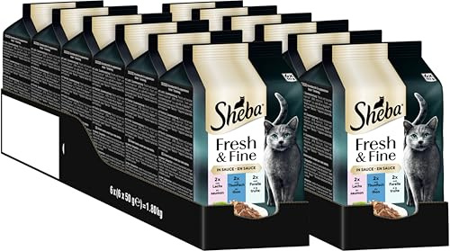 SHEBA® Fresh & Fine in Sauce mit Lachs, Thunfisch und Forelle (MSC) 12 x 6 x 50g