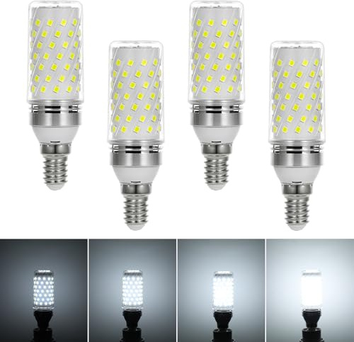 I-SHUNFA E14 LED Mais Dimmbar Lampen, Kaltweiß 6000k 7W | E14 Maiskolben Birnen,ersetzt 70 W Halogenlampe, LED Leuchtmittel für Kronleuchter, Wandlamp AC 220-240V (4er Pack)