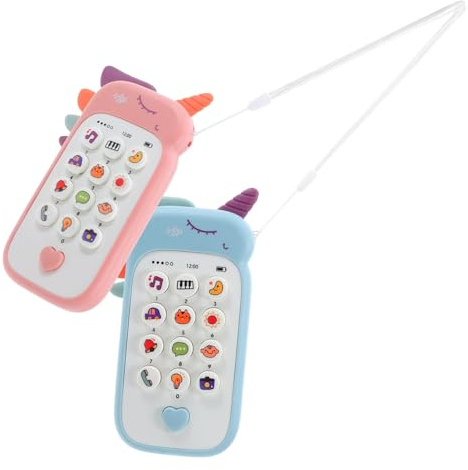 Gogogmee 2 Piezas Juguete Teléfono para Bebés Móvil Educativo con Música y Sonidos Diseño Portátil para Desarrollo Cognitivo y Interactivo Regalo para Niñas Pequeños