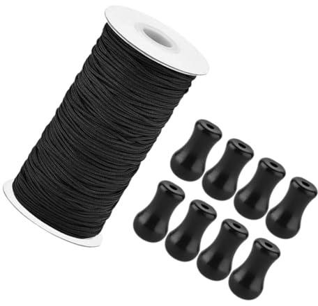 Healifty Cordón para Persianas 1,8 Mm Negro 10 Metros Cuerda Resistente para Persianas Sujetacordón Accesorios para Cortinas Hogar Manualidades Juego De 8 Unidades