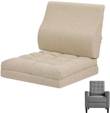 GOFORIT Sitzkissen mit Rückenkissen Set, Sitzerhöhung für Ältere, Zweilagiges Memory-Schaum Stuhlkissen, Ergonomisch Lendenwirbelkissen für Sessel, Sofa, Liegestuhl, Groß, rutschfest, Beige