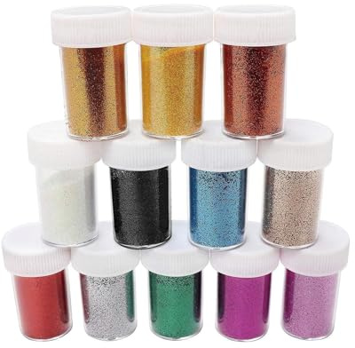 12 Farben Glitzer Basteln, Glitzerpulver Zum Basteln Set, Glitter Pulver Für DIY Handwerk, Glitzer Zum Basteln Für Nail Art, Körperbemalung Und Partydekoration