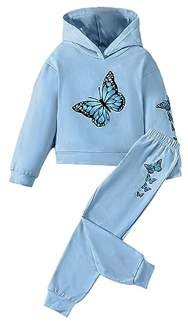Flickdräkt svart långärmad och tryckt jacka för småbarn från 1 till 8 år flicka jumpsuit, Färg: blå, 4-5 ans