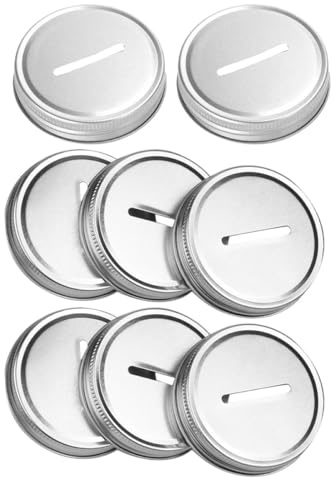 Mobestech 8pcs Mason Jar Coin Slot Lids 70mm Tinplate Money Saving Bank Covers Replacement Canning Jar Lid Inserts for Bill Storage and Coin Collection
