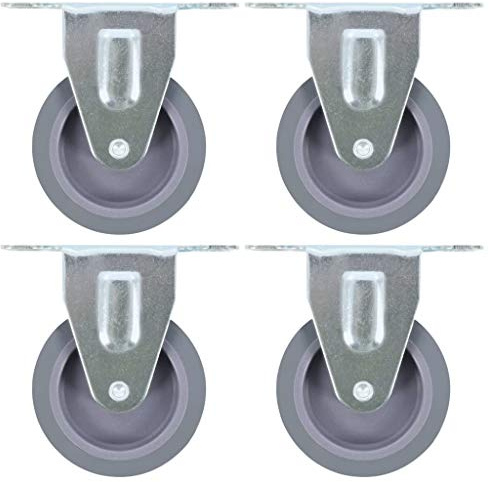 Bockhjul 4 st. 75 mm TPR-gummihjul med zinkbelagd järnram för verkstad, transportvagn och lager, ljudlös, reptålig, kan belastas upp till 45 kg per rulle