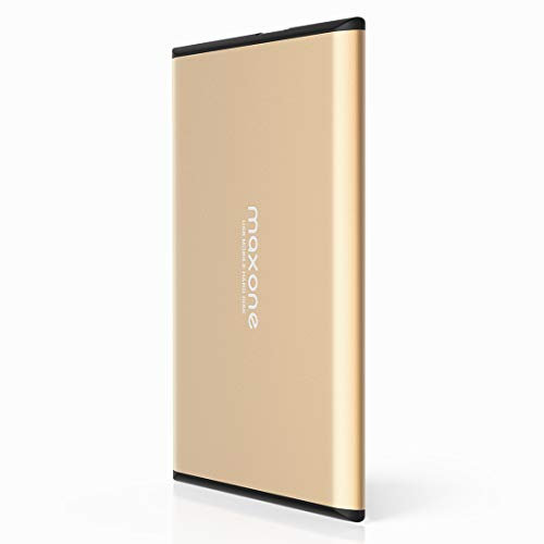 1To Disque Dur Externe Portable - 2.5'' USB 3.0 Ultra Fin Tout-Aluminium Stockage HDD pour Xbox One, PS4, PC, Mac, Laptop, Ordinateur de Bureau, Ordinateur Portable, Wii U, TV, Windows(Gold)
