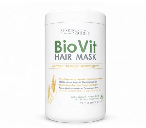 SesoMWorld® Haarmaske mit Weizenkeimen, nährendes Haar, ohne Parabene und Silikone, 1000 ml