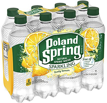 Poland Spring Sparkling Water, Lively Lemon, 16.9 oz. Bottles (Pack of 8)