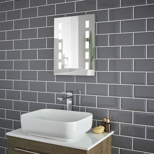Pebble Grey™ Lola LED Bathroom Mirror with LED Lights 390 x 500mm IP44 Rated - Illuminated Bathroom Mirrors with Heated Demister Pad, Motion Sensor Switch, Toilet Mirror, Wall-mounted Vanity Mirrors