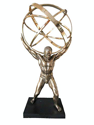 Atlas Att Bär Världen Himmelsfärer Gud Staty Skulptur Bronsfinish 23cm New