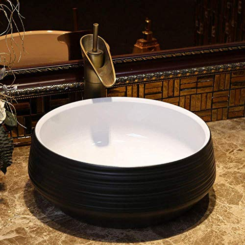 Wieoc Waschbecken Europa Vintage Style Keramik Kunst Waschbecken Aufsatzwaschbecken Waschbecken Eitelkeiten Porzellan Waschbecken