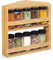 relaxdays Portaspezie Legno, 10 Barattoli Vetro, Coperchio Forato & Chiusura Avvitata, da Parete & Tavolo, Bambù,natural
