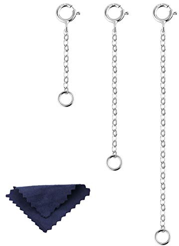 Neckalce Extenders White Gold Plated 925 Sterling Silver Chian Extension Necklace Bracelet Anklet Extenders Jewelry for Crfat（1 2 3 inch）