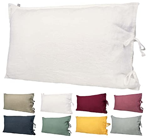 beties Leinen Kissenbezug ca. 40x60 cm 100% Leinen Stone-Washed Kopfkissenbezug mit Hotelverschluss (Stonewash-weiß)