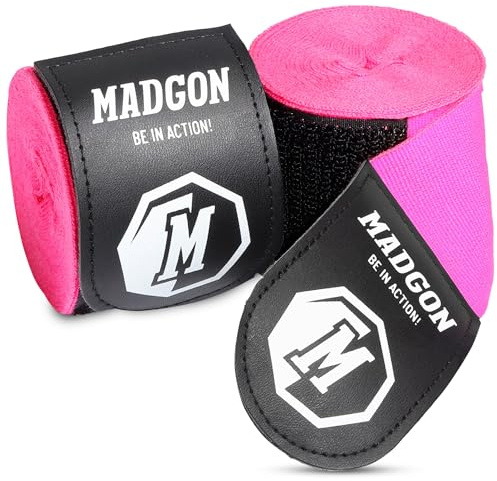MADGON Boxbandagen mit Daumenschlaufe & starkem Klett | Box Bandage in 3 m / 3,8 m / 4,5 m – ideal für Boxen, MMA, Kickboxen, Training & Sparring | 2er Set