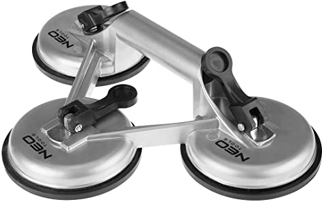 NEO TOOLS Ventouse Pare-Brise Triple 150 kg, Aluminium pour Verre, Plexiglas, Panneaux Laqués, Panneaux Plastiques, Diamètre 120 mm