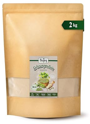 Biojoy BIO Erbsenprotein Pulver mit 85% Eiweiß, neutral, ungesüsst, 2 kg | Pea Protein Powder aus China, ideal für Smoothie oder Shake, ohne Zuckerzusatz, Pisum Sativum L.