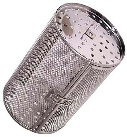 BESTonZON Drehspieß Für Heißluftfritteuse Backofenkorb Küchenutensilien Frittierwerkzeug Aus Edelstahl Mit Beweglicher Tür Für Walnuss Mandel Backen Grill Für Heißluftfritteuse Silbergrau