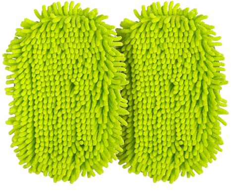 Bemece Chenille Mop Cloths for Car Wash Brush, Green-2 pcs (Replace Cloth) | Microfibre Cloths, Strong Water Absorbency, Durable, Non-Shedding, Scratch-Free, for Truck/Caravan/Van, Reusable, Wet/Dry