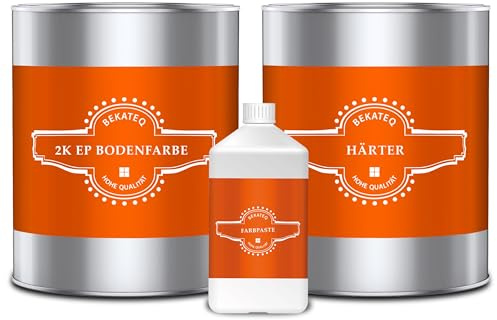 BEKATEQ 2K Epoxidharz 2,5kg Cremeweiss I Bodenbeschichtung UV-optimiert, Selbstentlüftend, Geruchsarm, Betonfarbe für außen & innen I Bodenfarbe für Garagenboden, Werkstatt- & Industrieboden BE-702