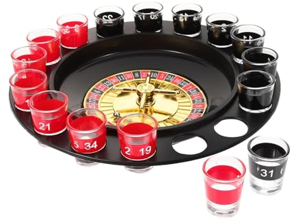 NSSXSN 1 Set Trinkspiel Spinnrad Freizeit Tischspiele Spins Roulette Spiel Schüsse Glas Roulette Kunststoff