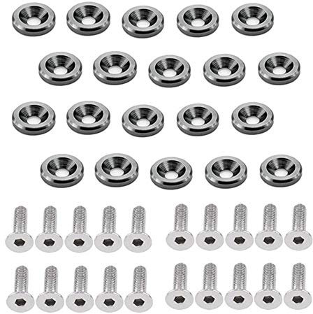 OUHL 20 rondelle in alluminio per paraurti M6 T6 CNC billet motore kit di vestire (grigio)