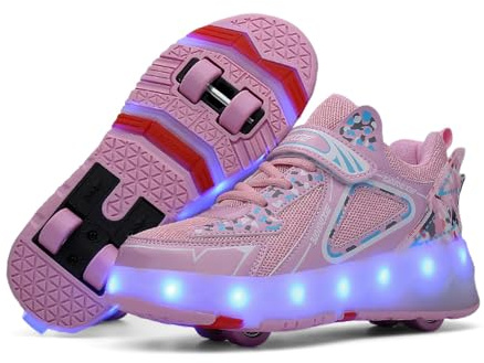 Mateju Schuhe mit Rollen für Jungen Mädchen, Kinder Rollschuhe Schuhe mit 4 Rollen, Turnschuhe Versenkbarer, Damen Herren Roller Schuhe Turnschuhe Skateboardschuhe