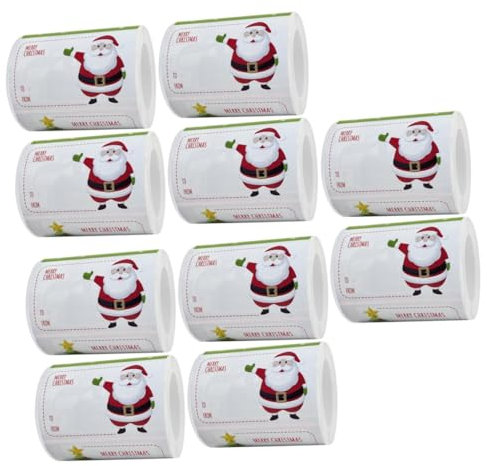 Lurrose 10 Rollen Etiketten Für Weihnachtsaufkleber Weihnachtsdekoration Urlaub Geschenkanhänger Etikett Für Weihnachtsgeschenke Dekorative Geschenketiketten Kupferplattenaufkleber