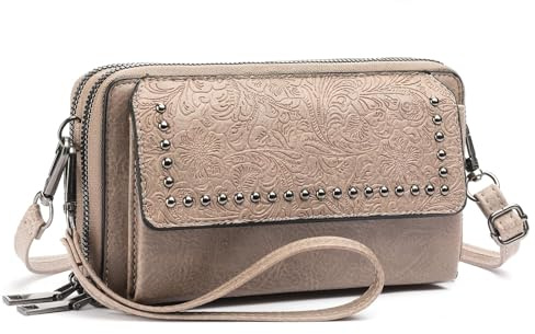 FALAN MULE Klein Handtasche Damen, RFID-Blockierung Handy Umhängetasche, Leder Crossbody Schultertasche Reisepass Handytasche mit Kartenschlitz Verstellbar Abnehmbar Schultergurt