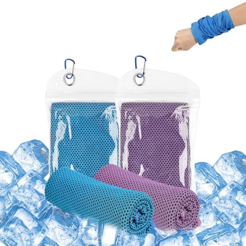 TOPCZY 2 Pcs Gym Towels for Women 30 x 100cm, Workout Towel, Microfibre Cool, Sweat Hand Soft Breathable for Golf,Sport,Running,Gym,Camping,Fitness,Workout & More Activities