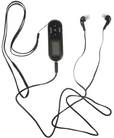 Radio FM Dsp Mini Pantalla Digital LCD y Memoria 20 Estaciones | Negro, Plástico, Búsqueda Manual de Emisoras, Incluye Cordón y Pilas Aaa, Banda 64-108 Mhz