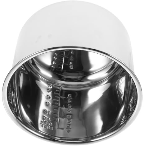 UKCOCO Plata L de Interior Acero Inoxidable 6 Olla para Arrocera | Revestimiento Antiadherente, Repuesto Eléctrico Cocción de Gachas y Vapor