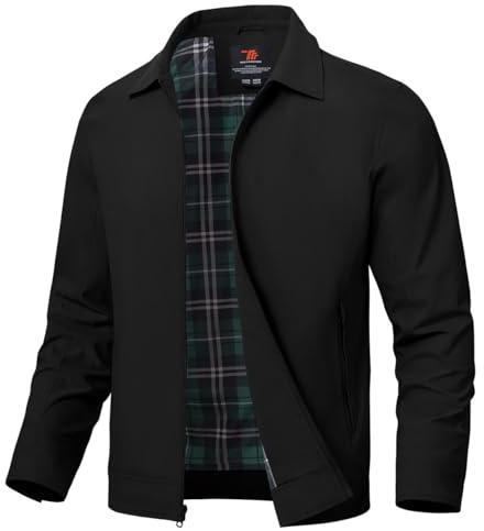 YSENTO Chaqueta bomber para hombre de verano, ligera, de entretiempo, chaqueta de aviador, cortavientos, chaqueta, Negro , XL