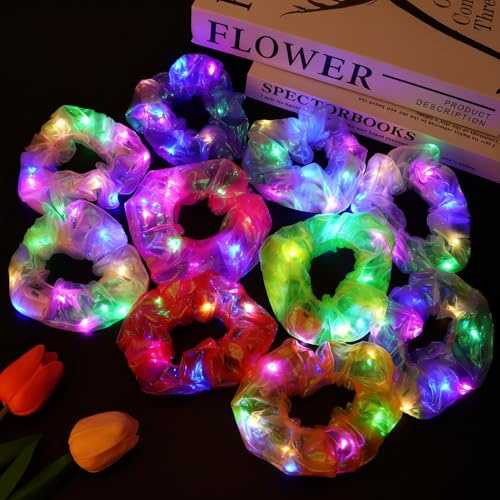 Led Haargummis Mädchen Leuchtender Haarschmuck 10Pcs Leuchtende Haarbänder | Leuchtarmbänder Mädchen Haargummi Armband Neon Pyjama Party Deko Accessoire Frauen Geschenk