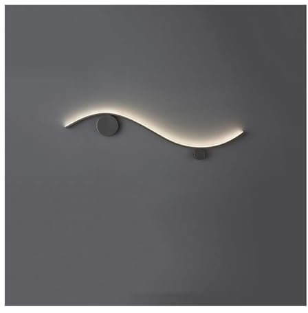 IUokLU Lampada da Parete postmoderna a LED in Rame Compatibile con luci di Lusso per Decorare Lo Sfondo del Soggiorno - Striscia di Design arcuata Cartello da,3 Colori intercambiabili - 60 cm - Nero