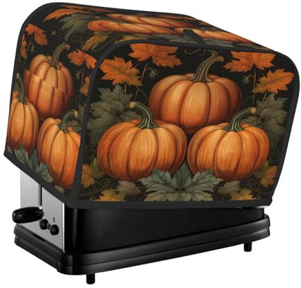 Mexpekil Copertura per tostapane vintage con foglie di zucche e 2 fette di copertura impermeabile per piccoli elettrodomestici da cucina coperture antipolvere protezione per forno tostapane, regalo da
