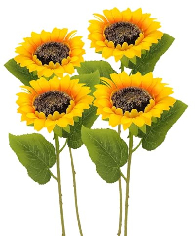 BbiuRer 4 Künstliche Sonnenblumen, Sonnenblumen Deko Für Hochzeit, Party, Wohnung, DIY, 45 cm Höhe, 10 cm Durchmesser