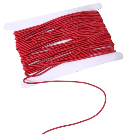 BEAMARKER Cordón Elástico Rojo de 3mm para Coser Y Hacer Joyas. Cordón Elástico Redondo de 20 Yardas para Hacer Pulseras, Manualidades, Abalorios, Cordones para Bolsos, Mochilas, Sombreros Y PREN