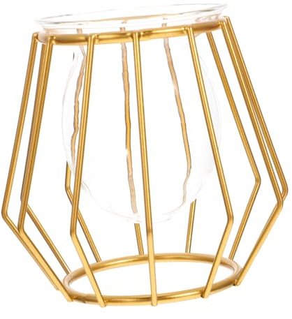 BIUDECO Jarrón Hidropónico de Escritorio con Marco Geométrico Dorado Maceta para Plantas Verdes Adorno Decorativo para Oficina Fiestas y Bodas