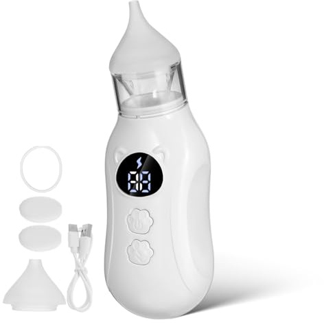 Hampplies Aspiratore Nasale Elettrico Per Neonati Con Punta in Silicone Flessibile Silenzioso E Ricaricabile Usb Pulizia Delicata Per Bambini Piccoli E Uso Notturno