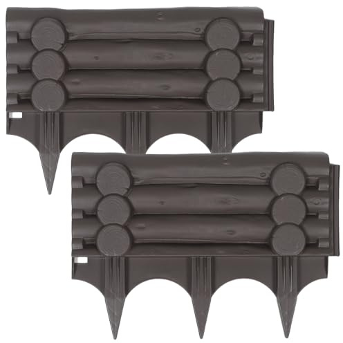 SEWACC 2 Pièces Bordure de Jardin Plastique Clôture Imitation Bois Résistante pour Pelouse et Parterres Barrière Anti-Animaux pour Protection Plantes Installation Facile Extérieur